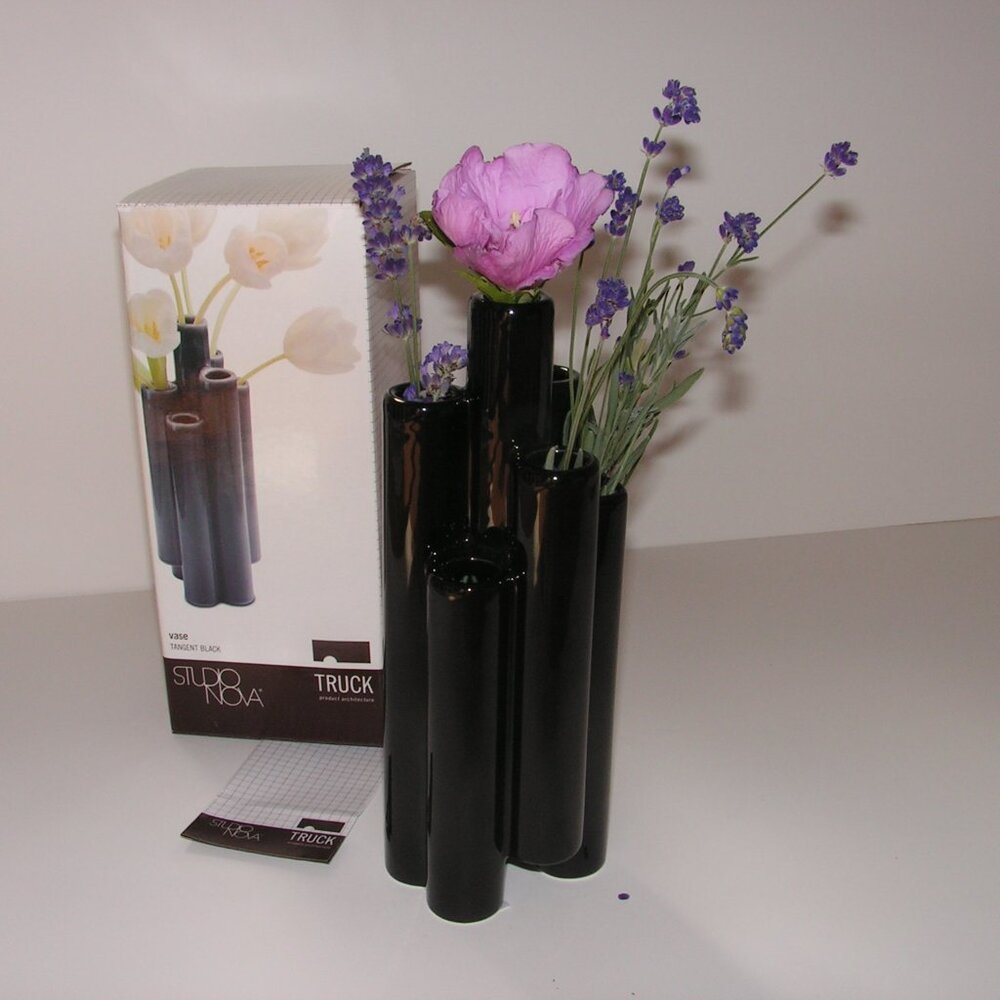 Mikasa Truck Tangent Vase Black Ceramic